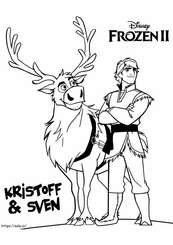 Página para colorir Kristoff e Sven Frozen 2 para colorir