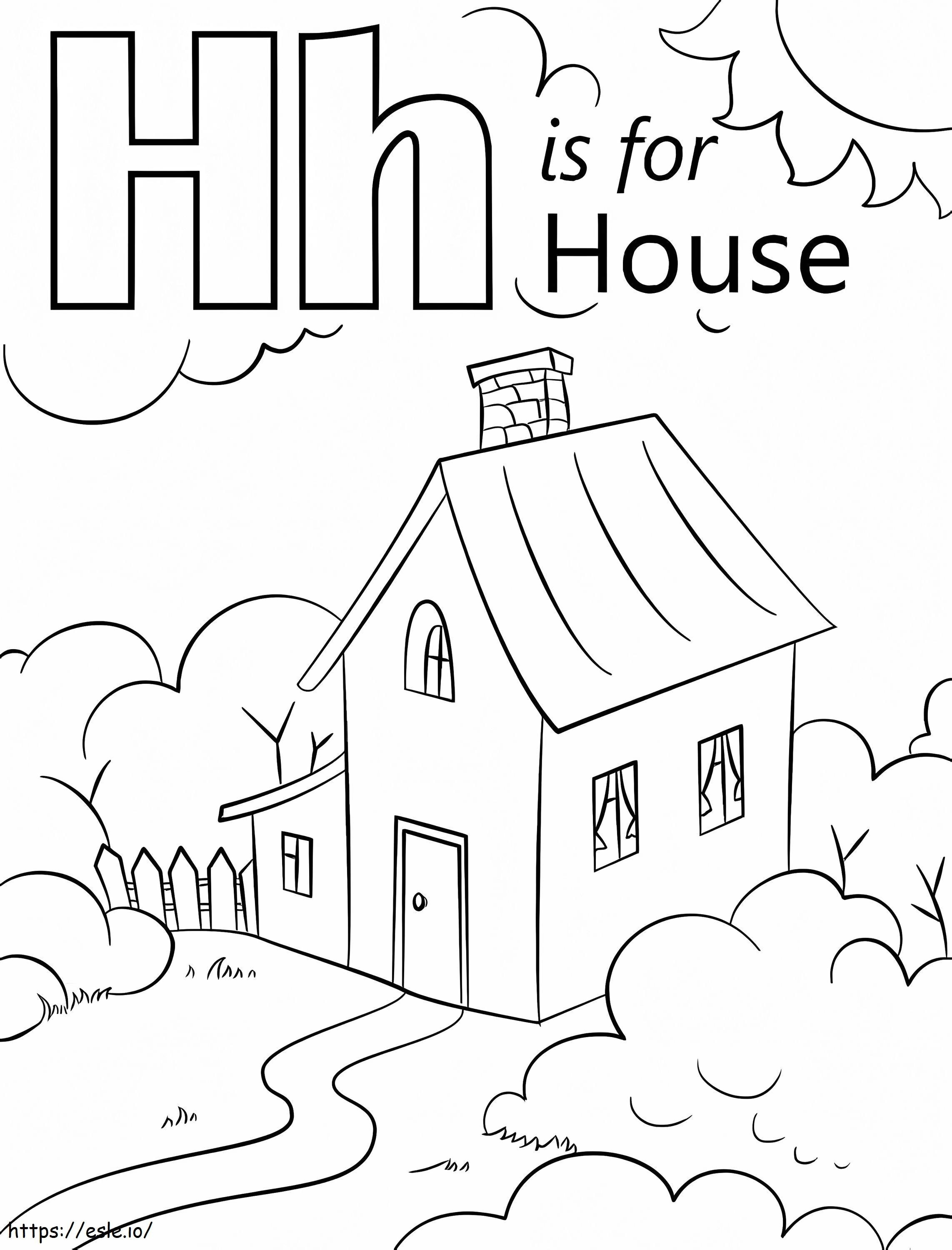 Casa Letra H para colorir