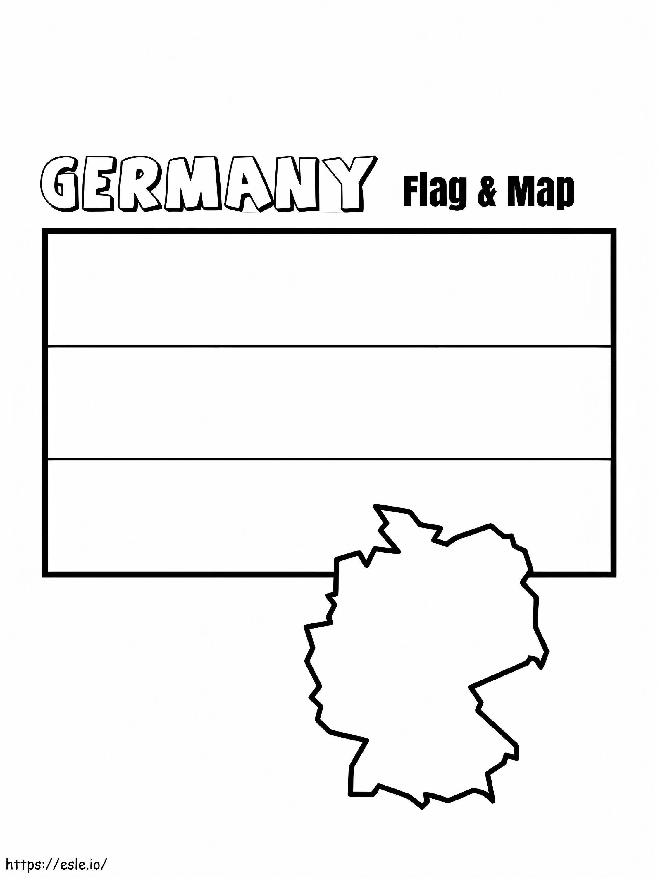 Coloriage Drapeau et carte de l'Allemagne à imprimer dessin