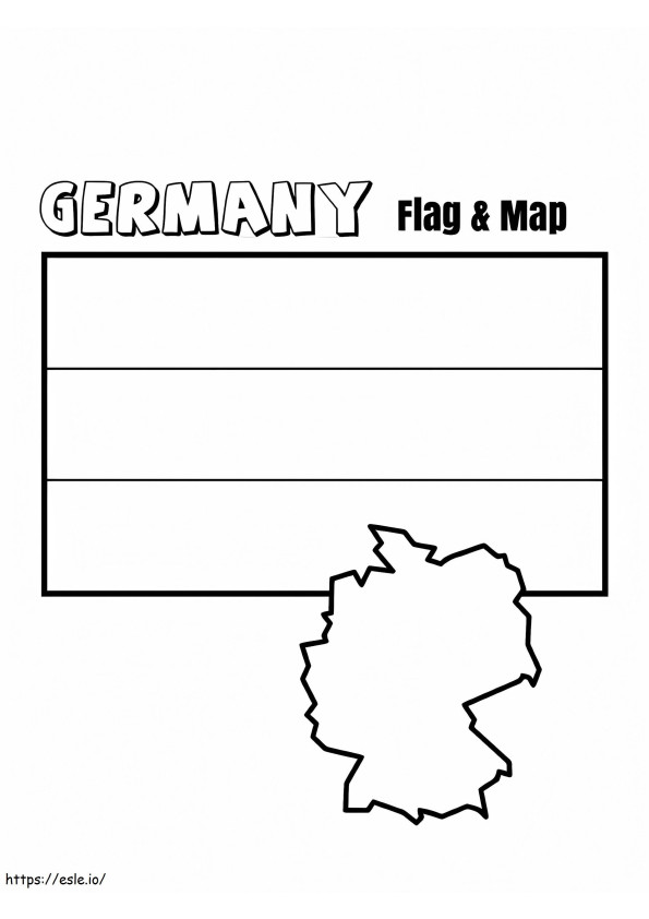 Bandera y mapa de Alemania para colorear