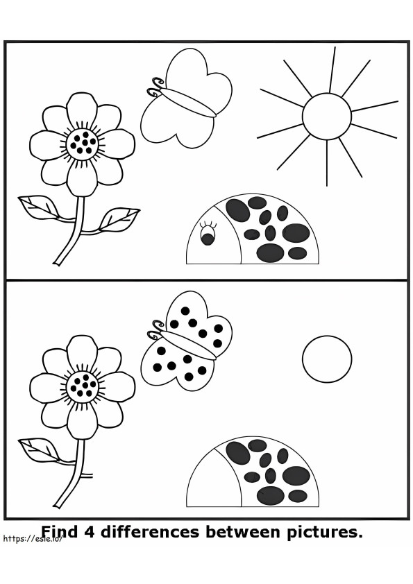 Printable Find 4 Differences coloring page