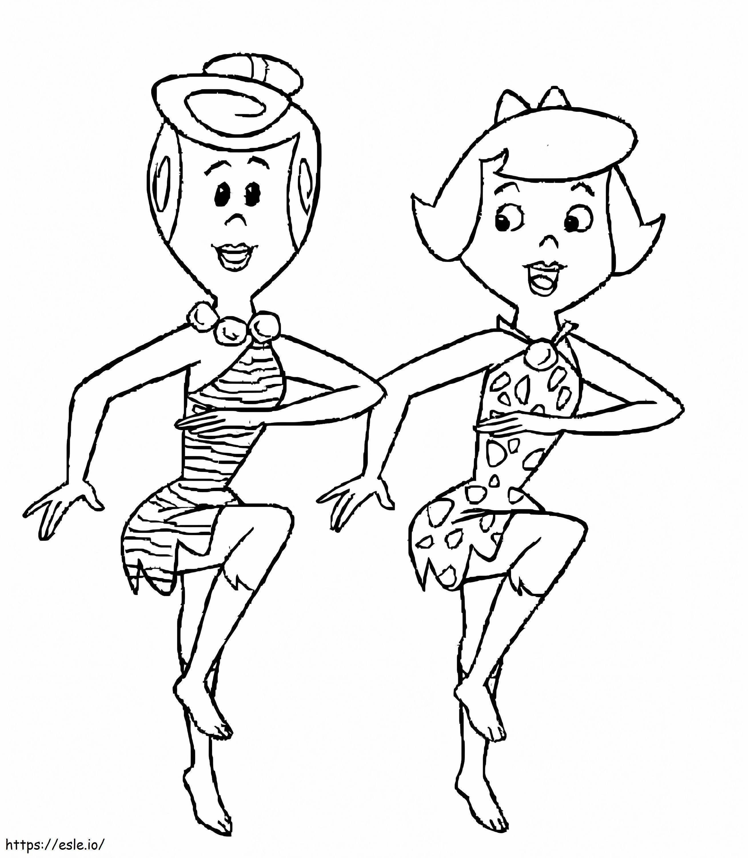 Coloriage Wilma Flintstone et Betty Rubble à imprimer dessin