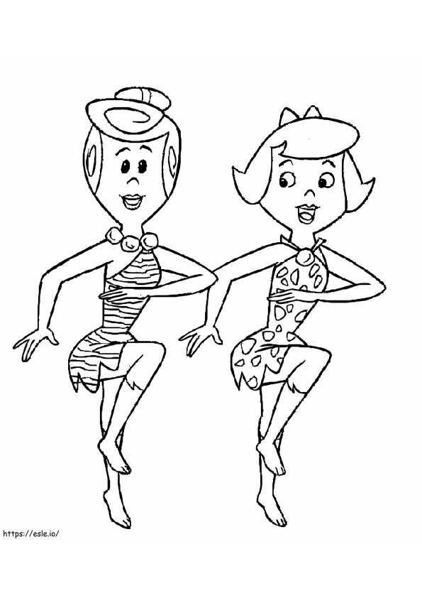 Coloriage Wilma Flintstone et Betty Rubble à imprimer dessin