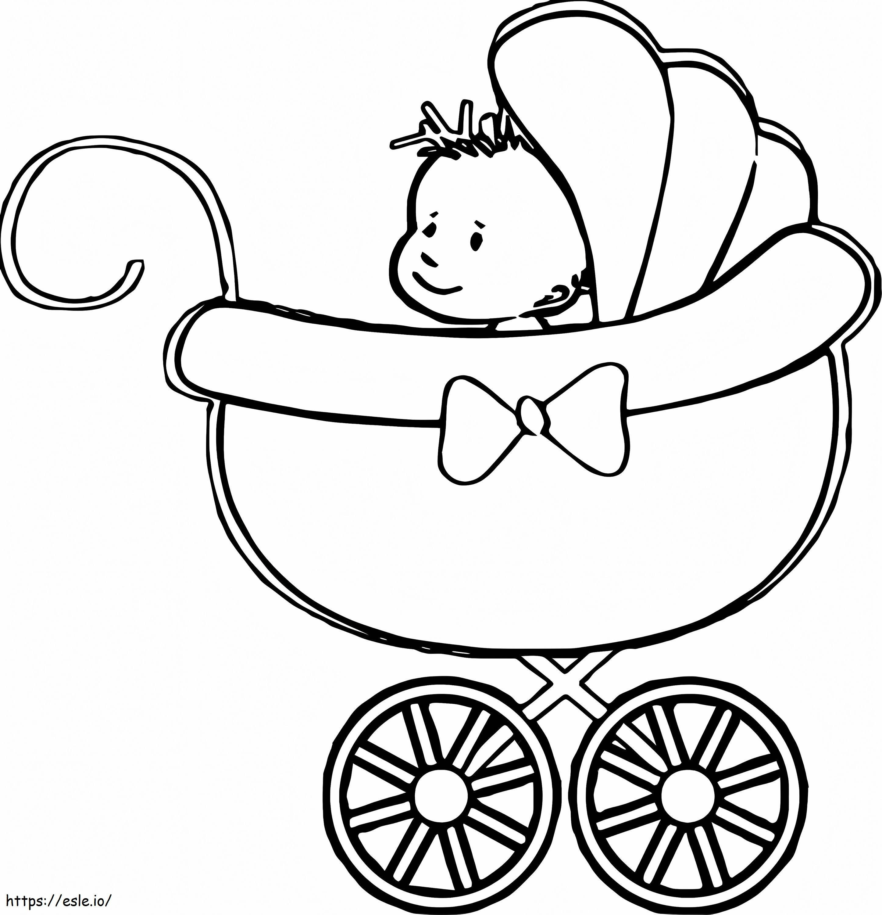 Bebê no carrinho para colorir