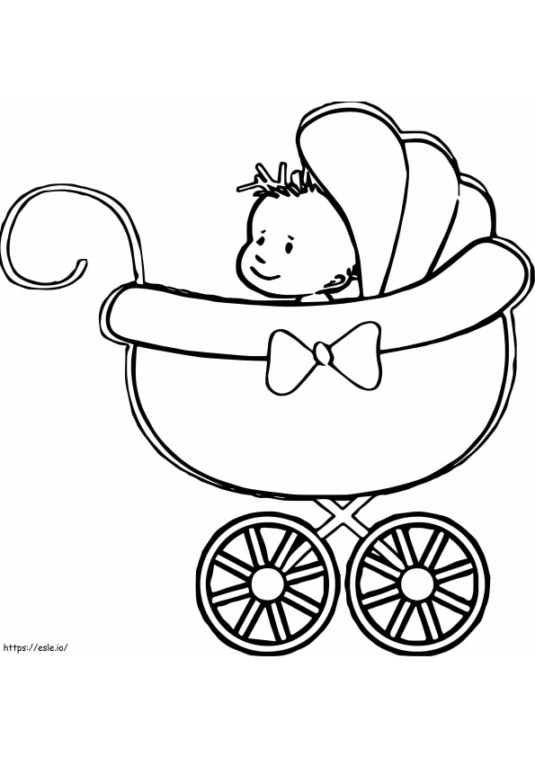 Bebê no carrinho para colorir