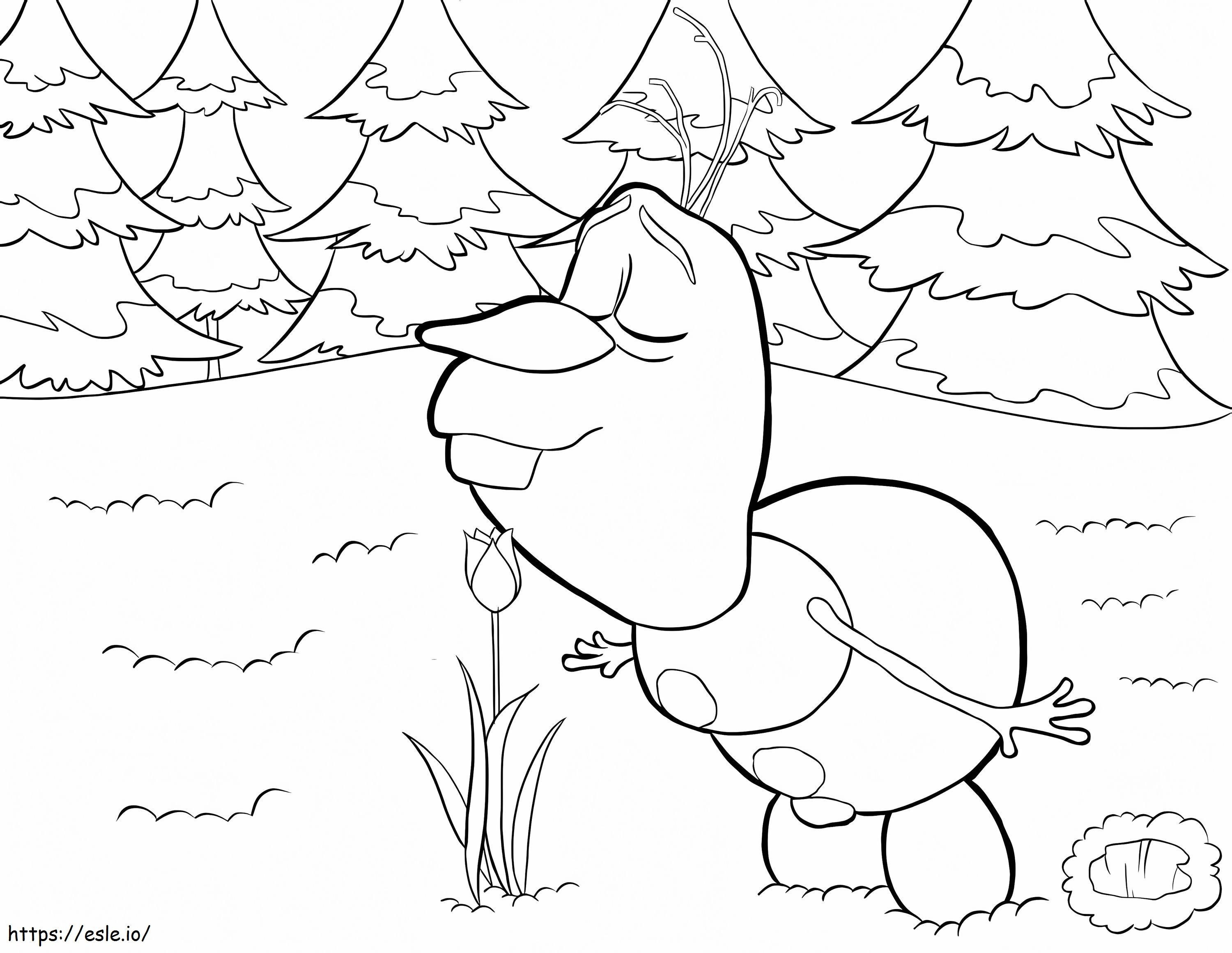Olaf Smells The Flower coloring page