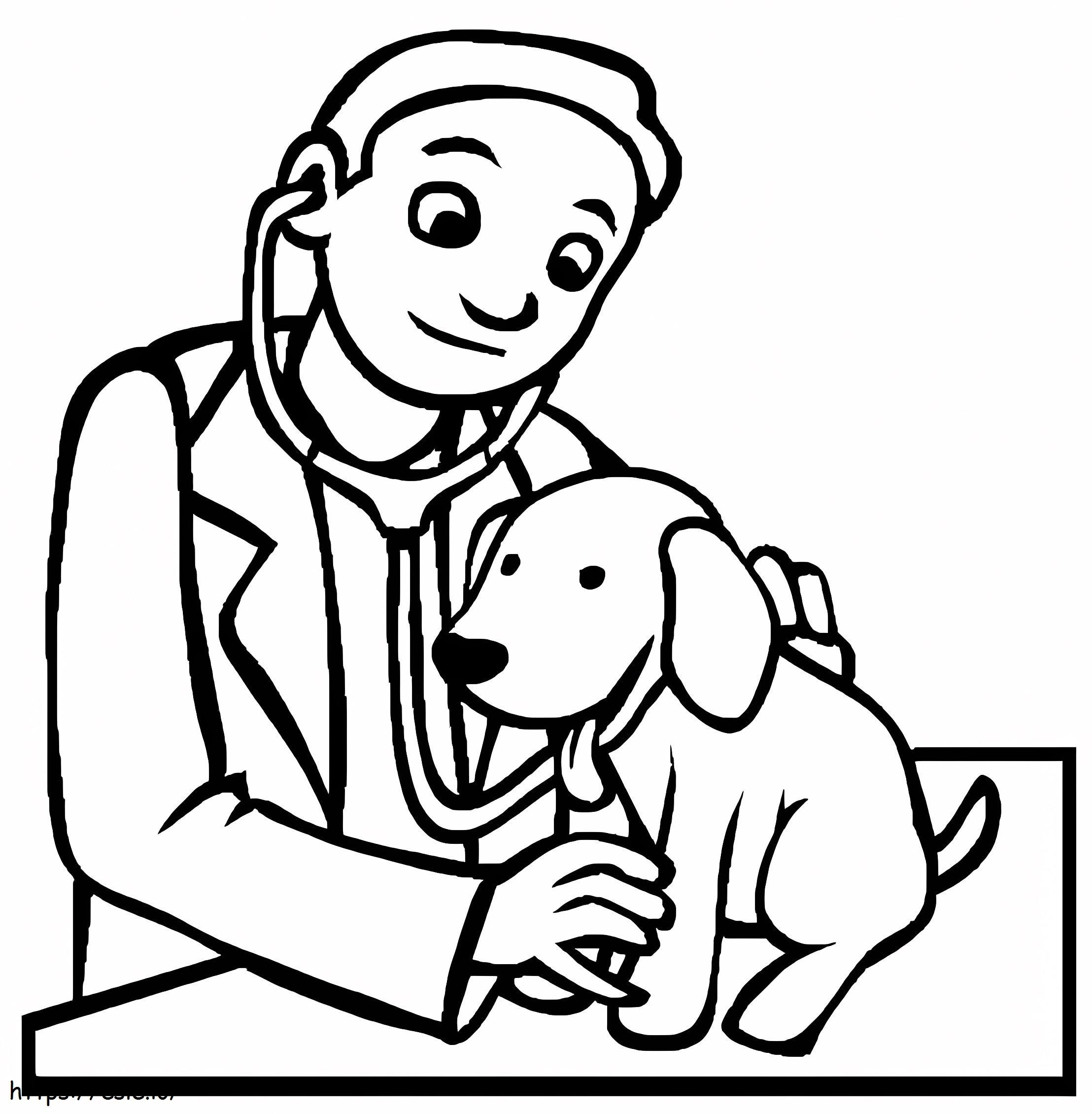 獣医師と子犬 ぬりえ - 塗り絵
