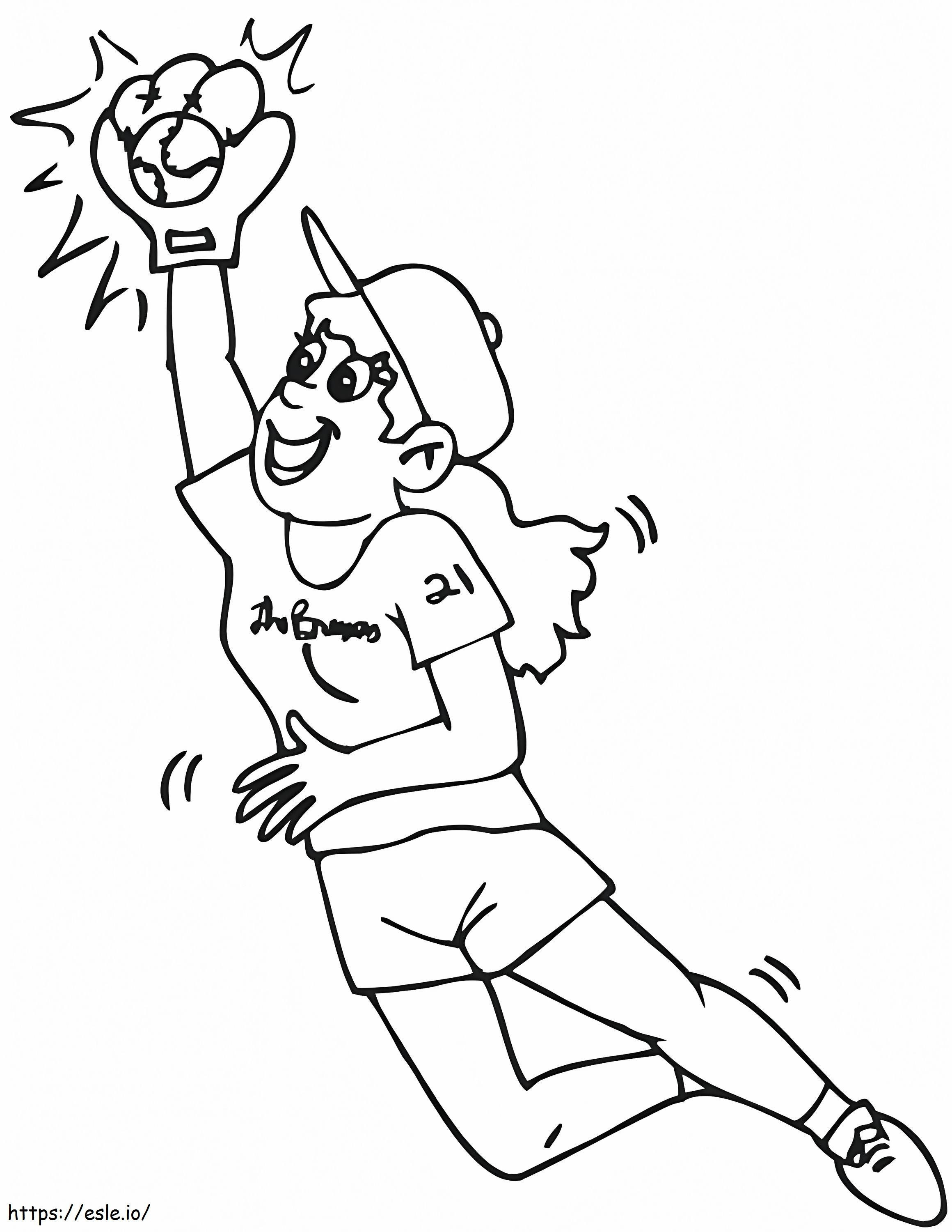 ソフトボールをキャッチする女の子 ぬりえ - 塗り絵