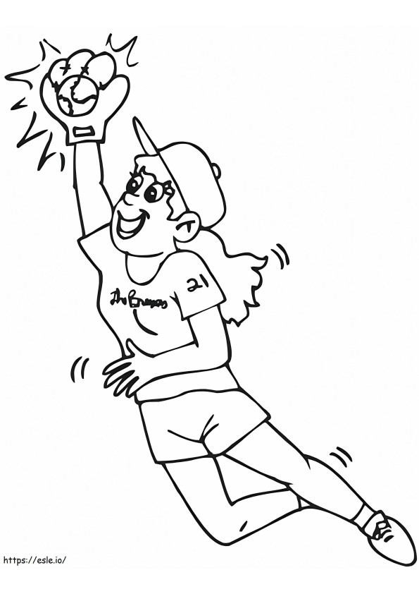 Girl Catching Softball coloring page