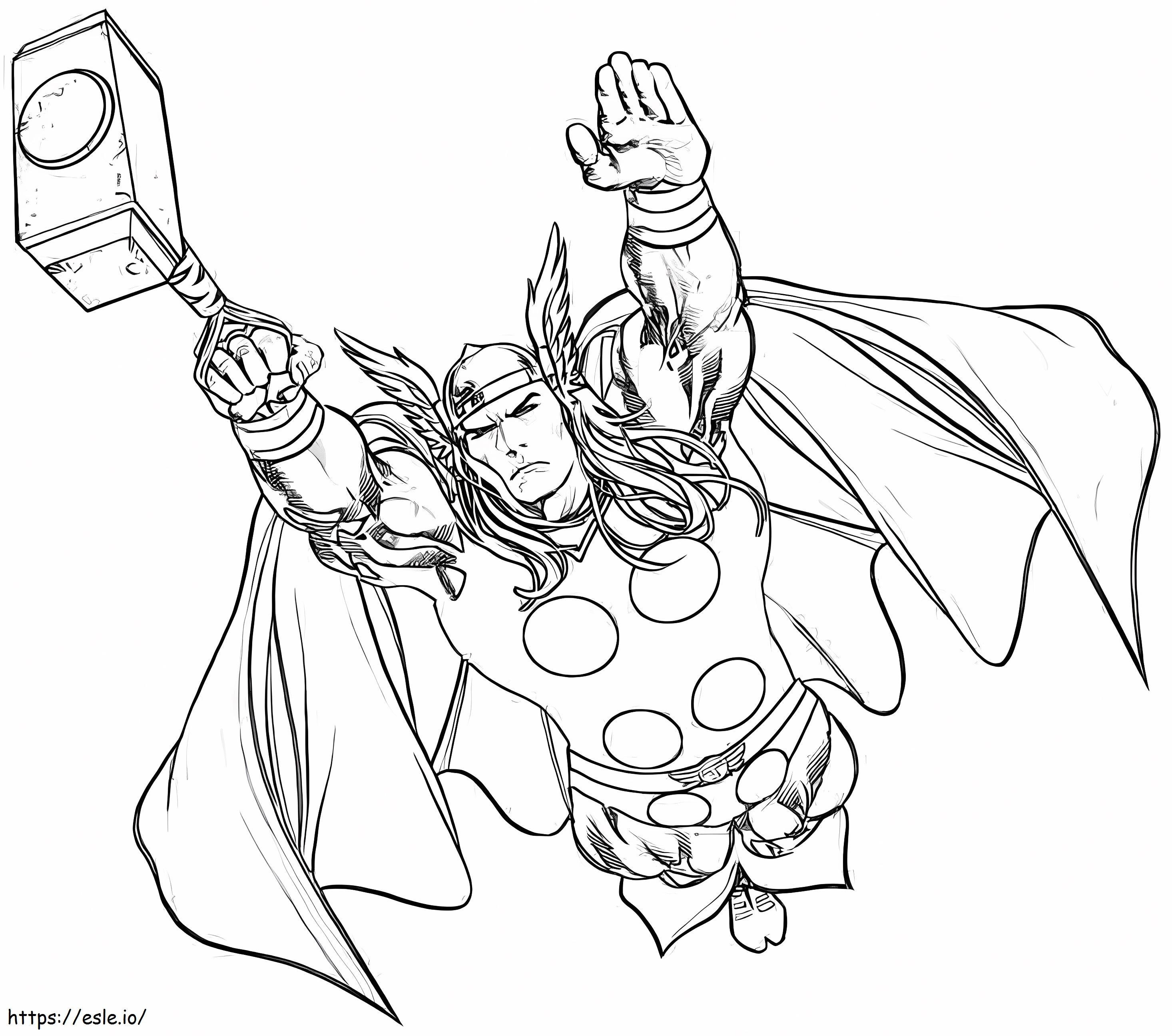 Desenul lui Thor care zboară de colorat