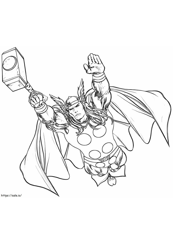 Drawing Of Thor Flying coloring page
