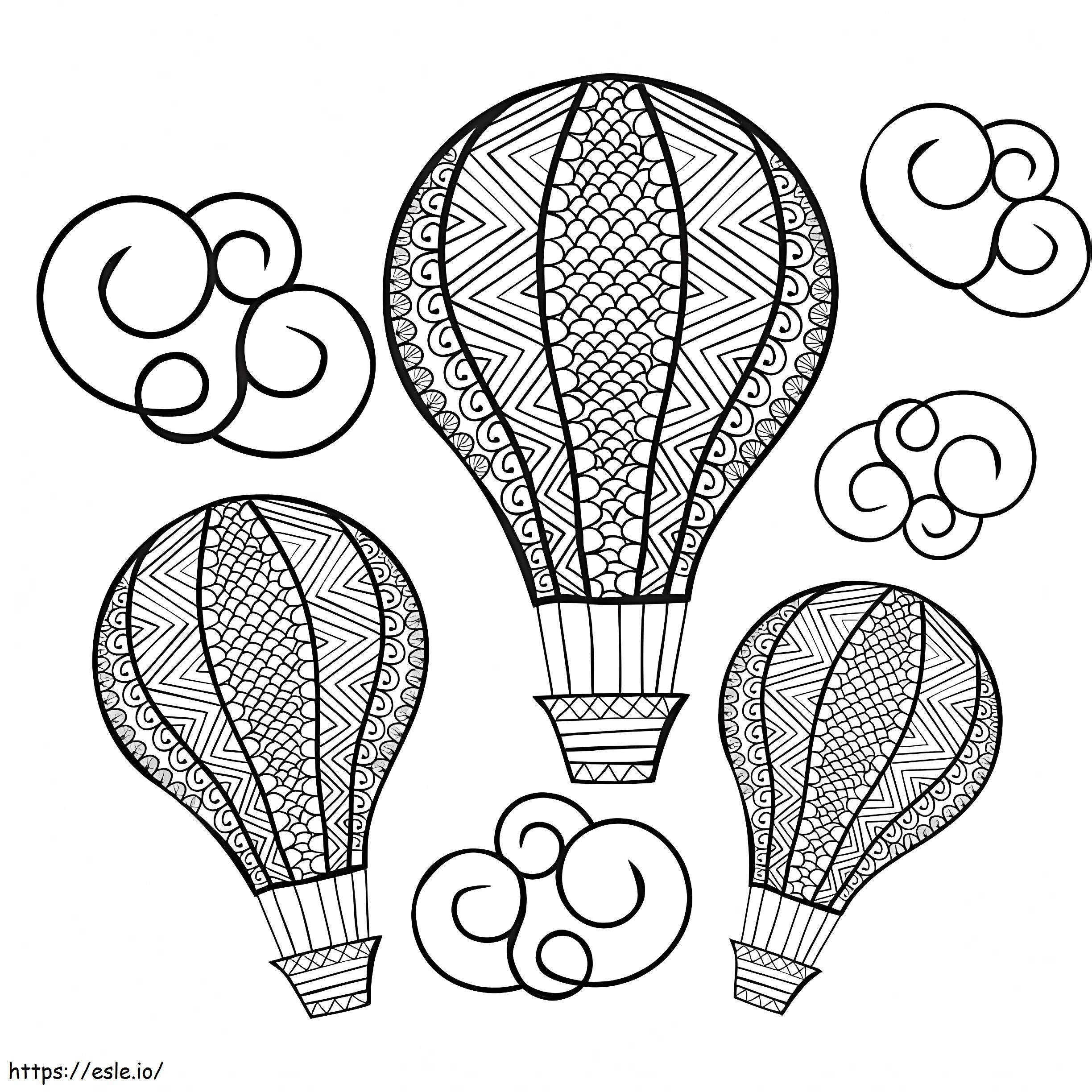 Três balões de ar quente para colorir