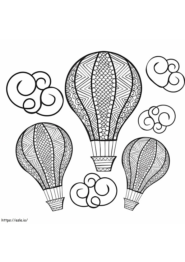 Coloriage Trois montgolfières à imprimer dessin