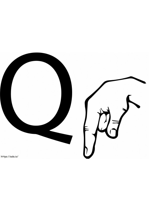 Q-kirjain käsi värityskuva