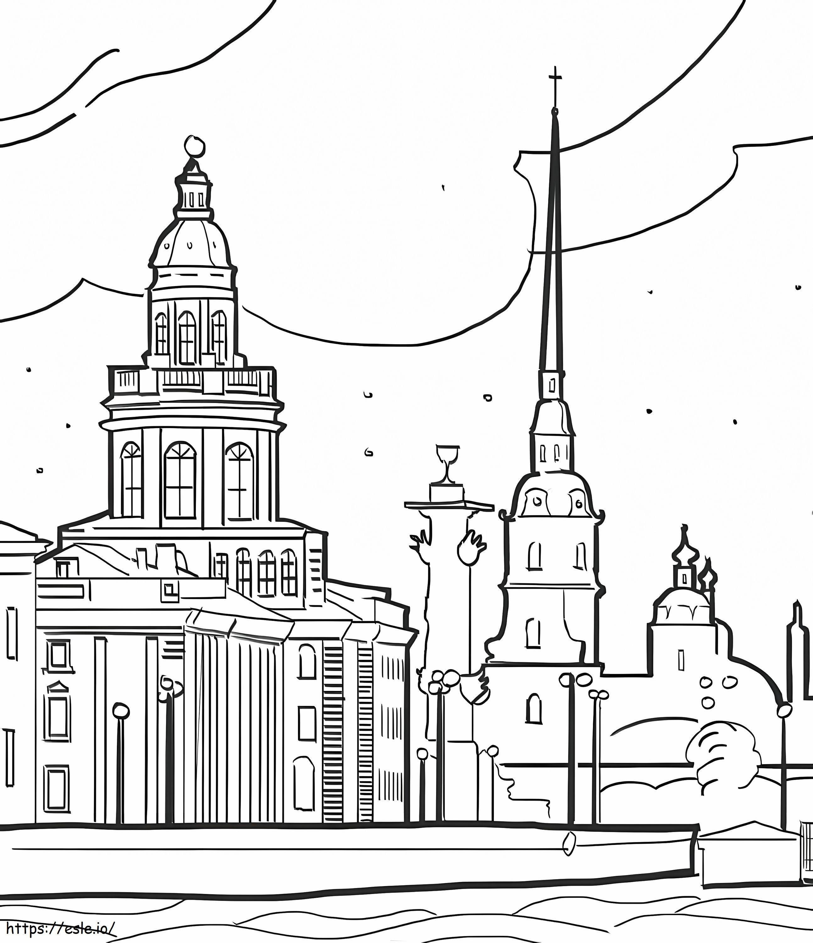 Sint-Petersburg afdrukbaar kleurplaat kleurplaat