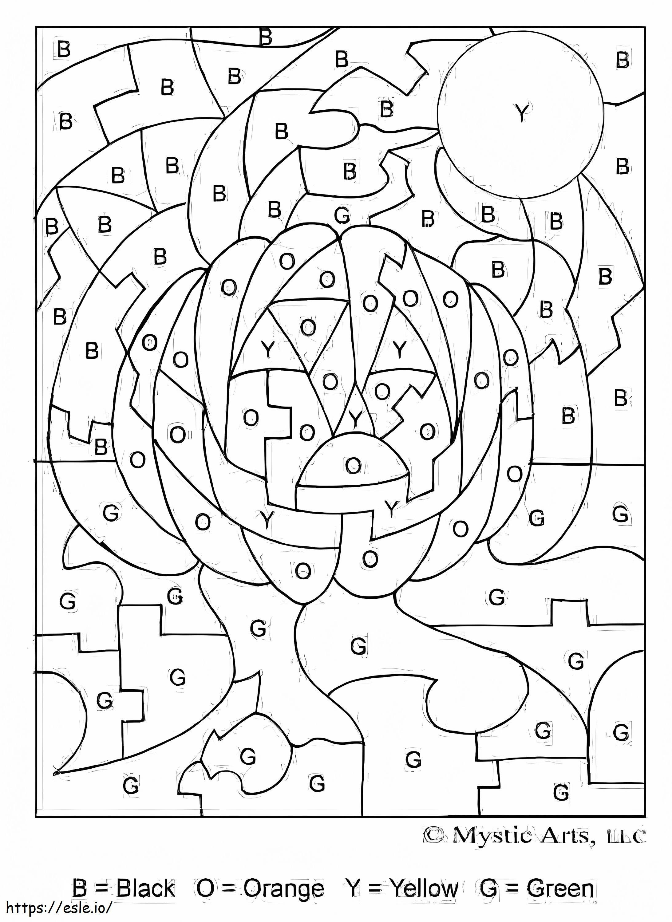 Printable Halloween Pumpkin Color By Number coloring page