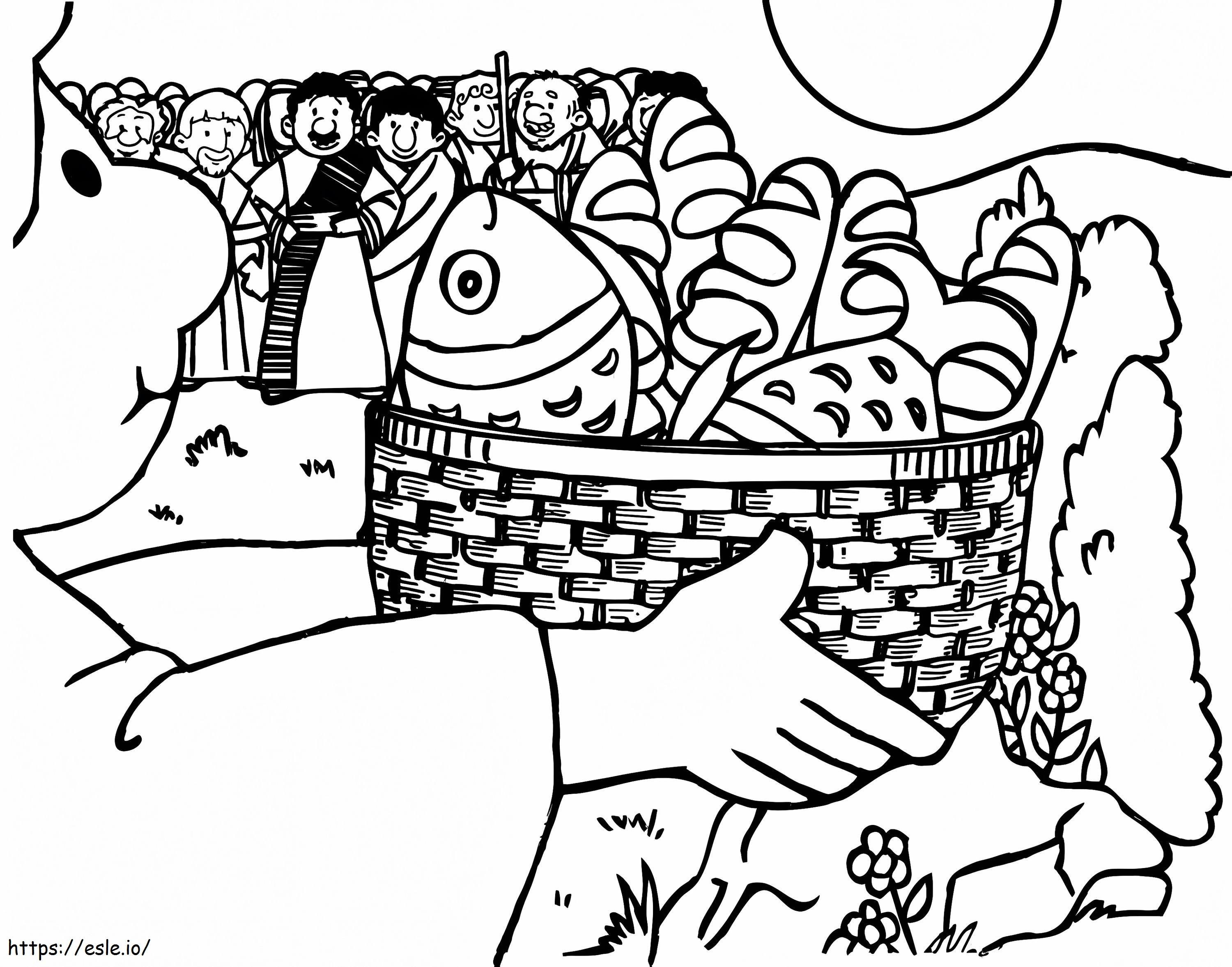 Free Jesus Feeds 5000 coloring page
