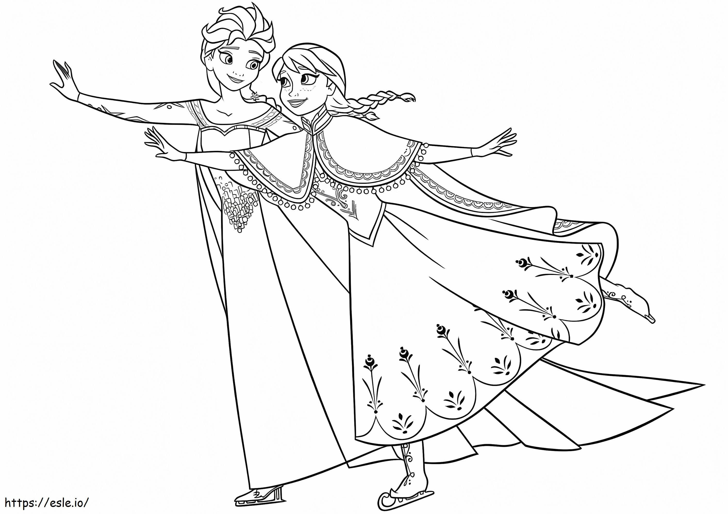 Elsa e Anna 2 para colorir