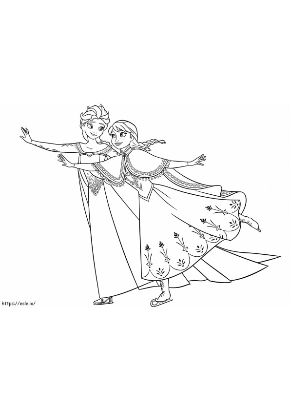 Elsa e Anna 2 para colorir