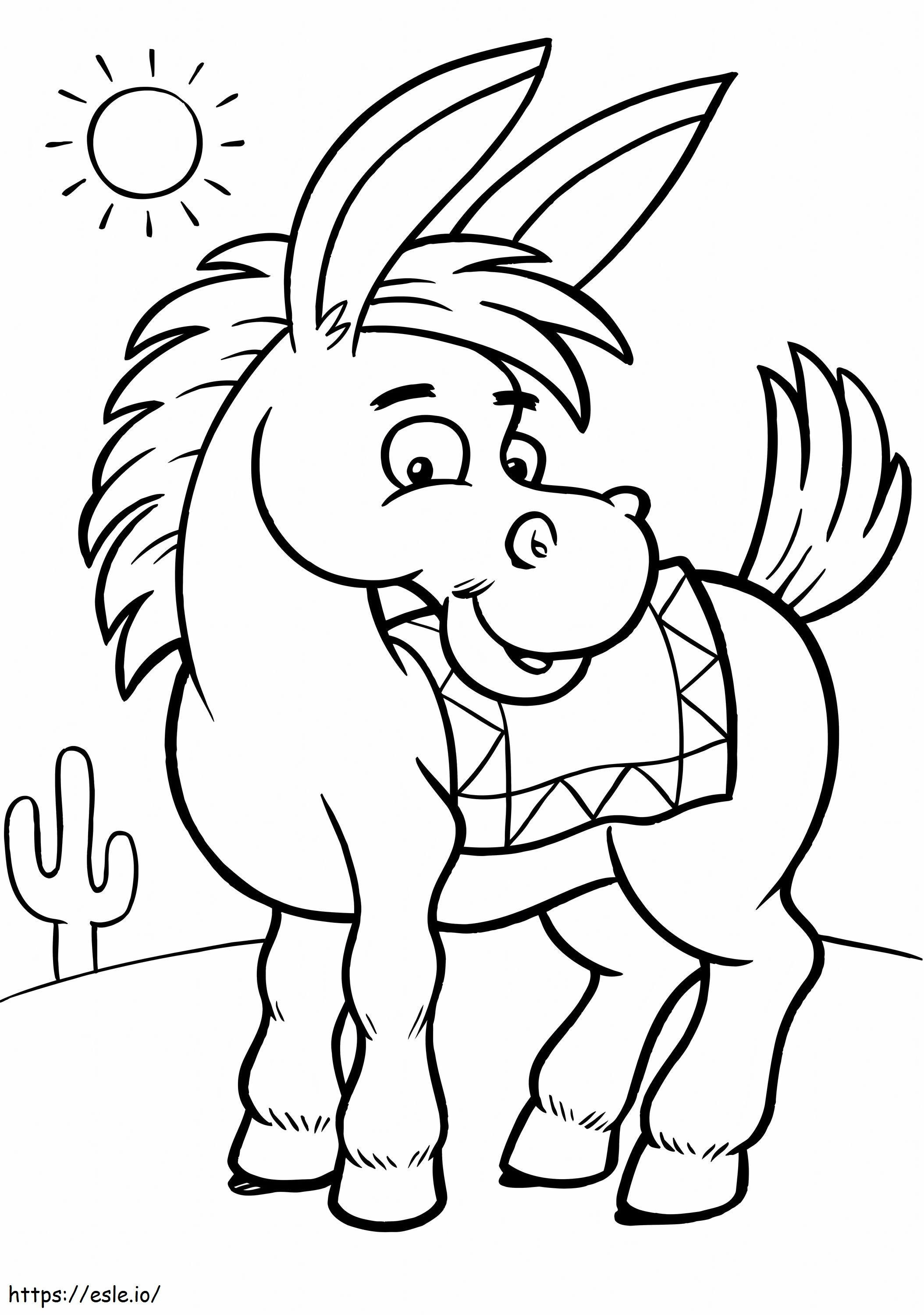 Smiling Cartoon Donkey Scaled coloring page