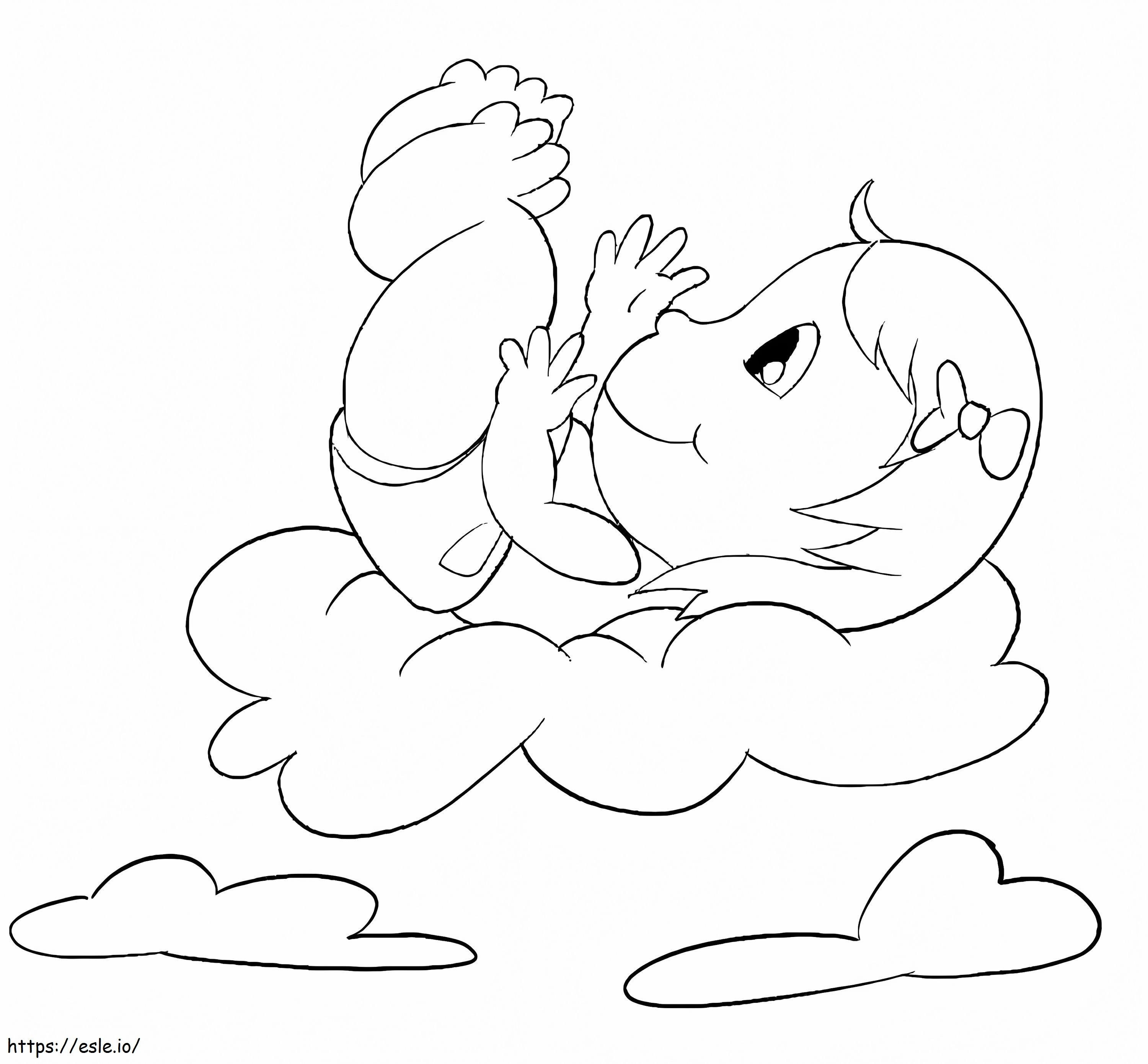Baby Girl On Cloud coloring page