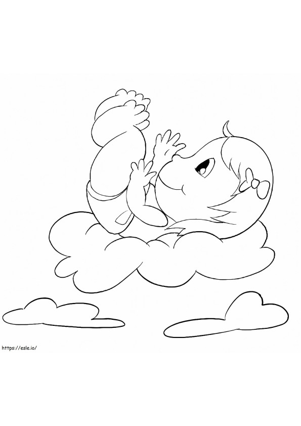 Baby Girl On Cloud coloring page