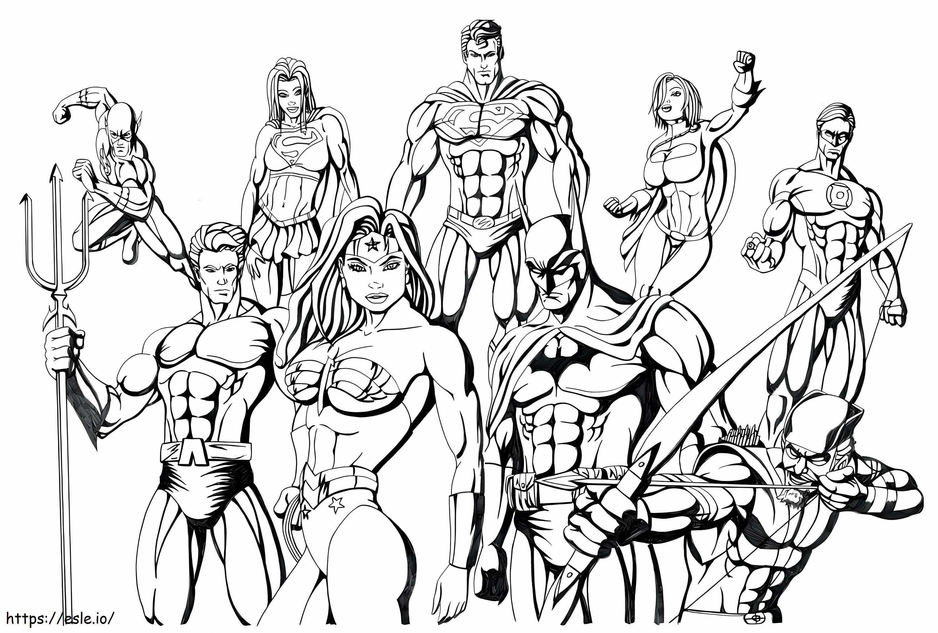 Justice League Super Team 1 värityskuva