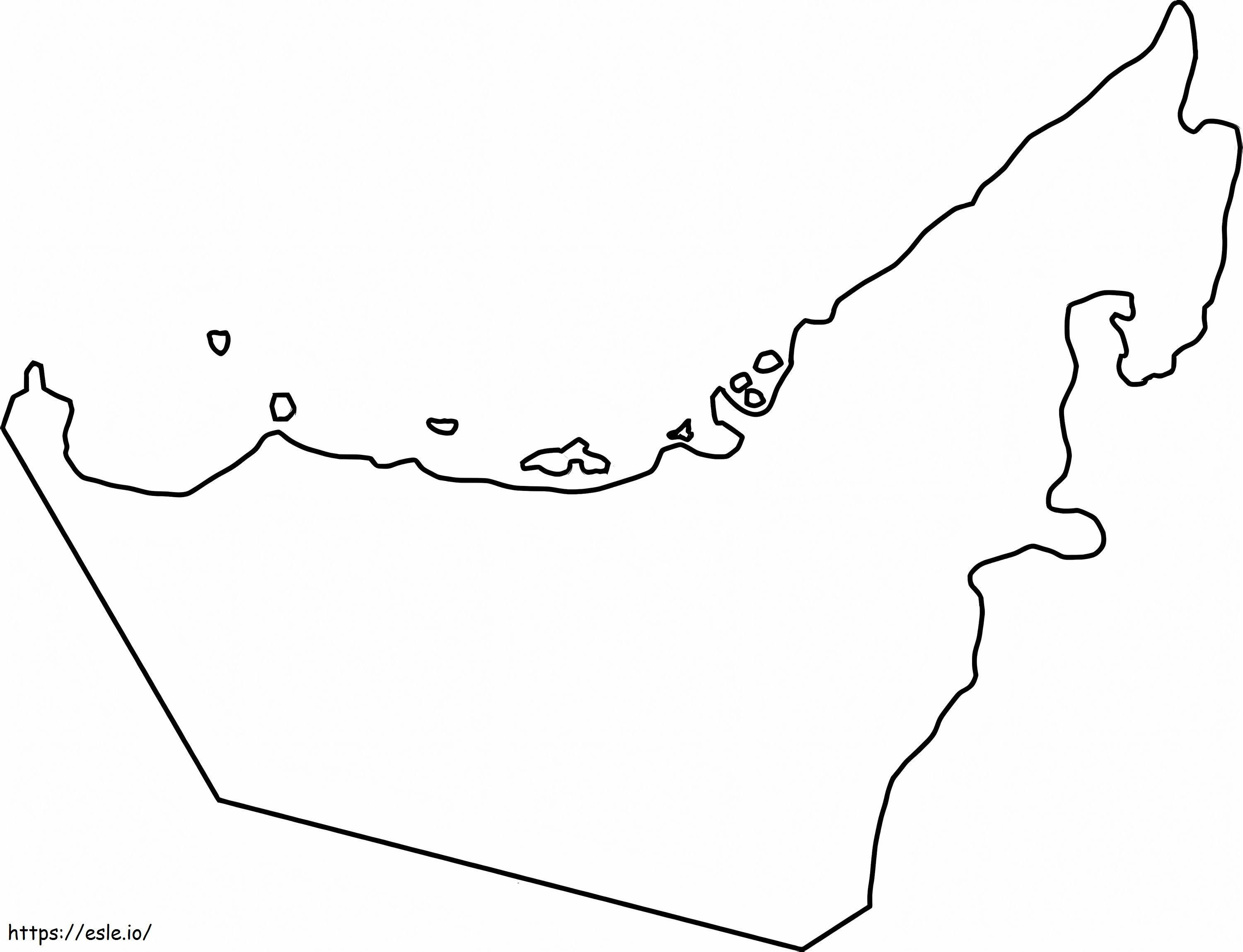 Mapa konturowa Zjednoczonych Emiratów Arabskich kolorowanka