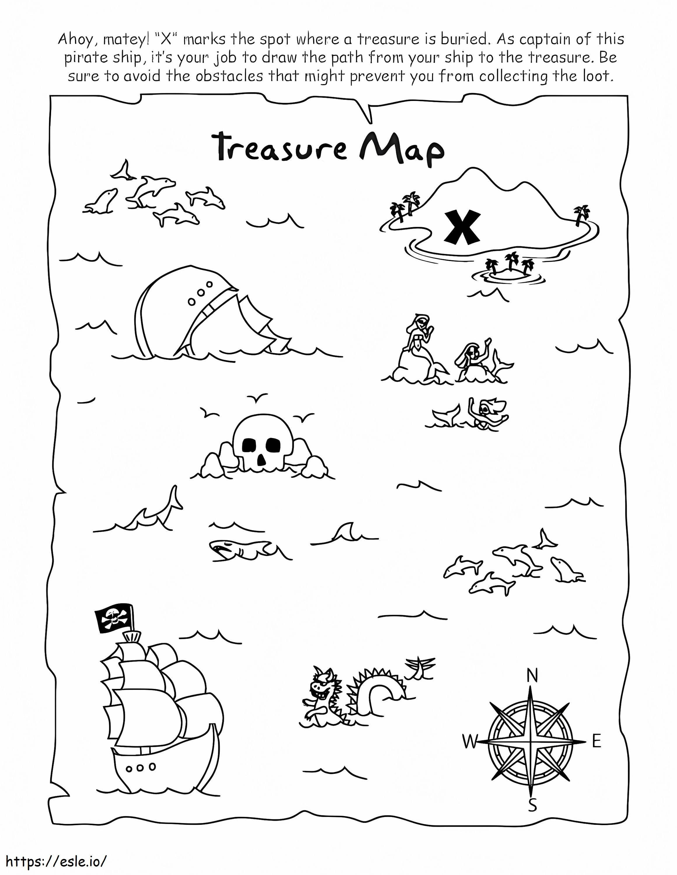 Mappa del tesoro da colorare da colorare