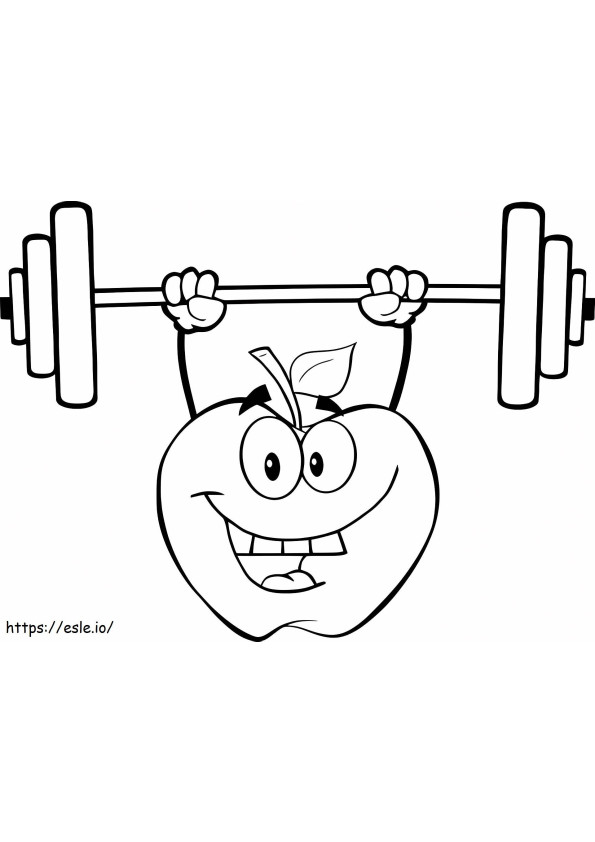 Apple Lifting Weights A4 coloring page