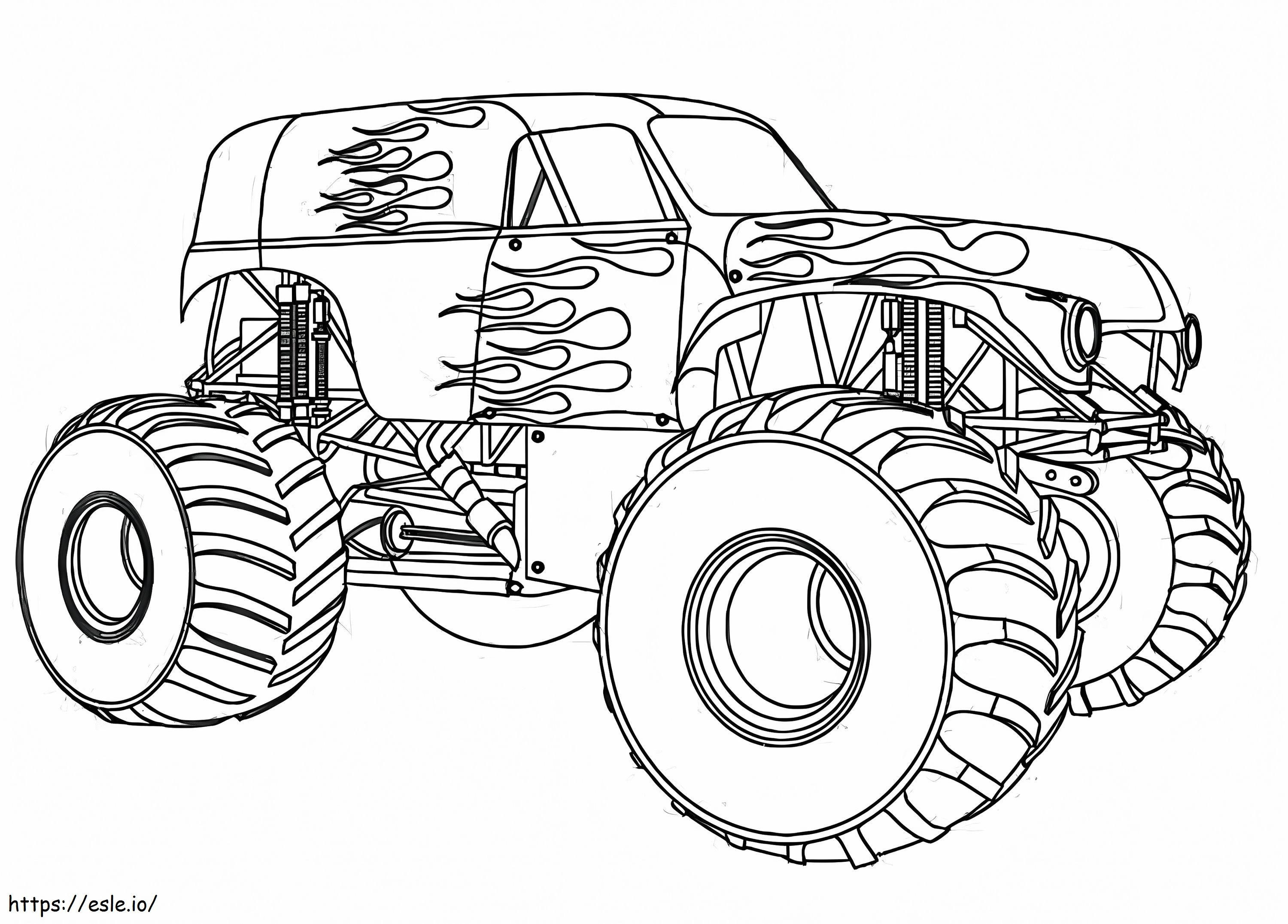 Flame Monster Truck coloring page