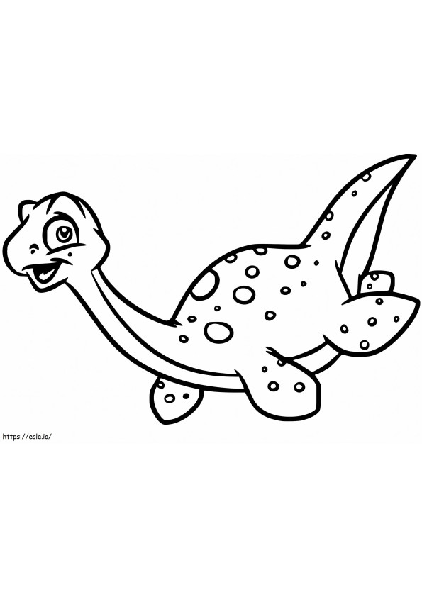 かわいいプレシオサウルス ぬりえ - 塗り絵