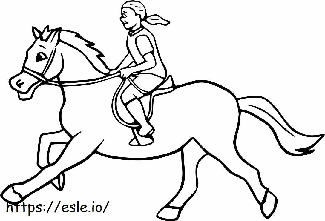 Cool Girl On Horse coloring page