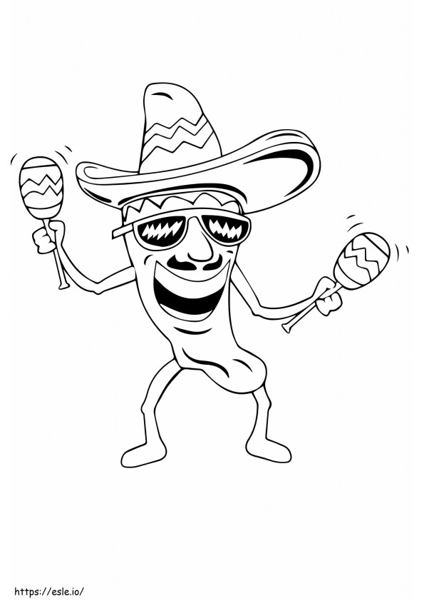 Hot Chilli With Maracas coloring page