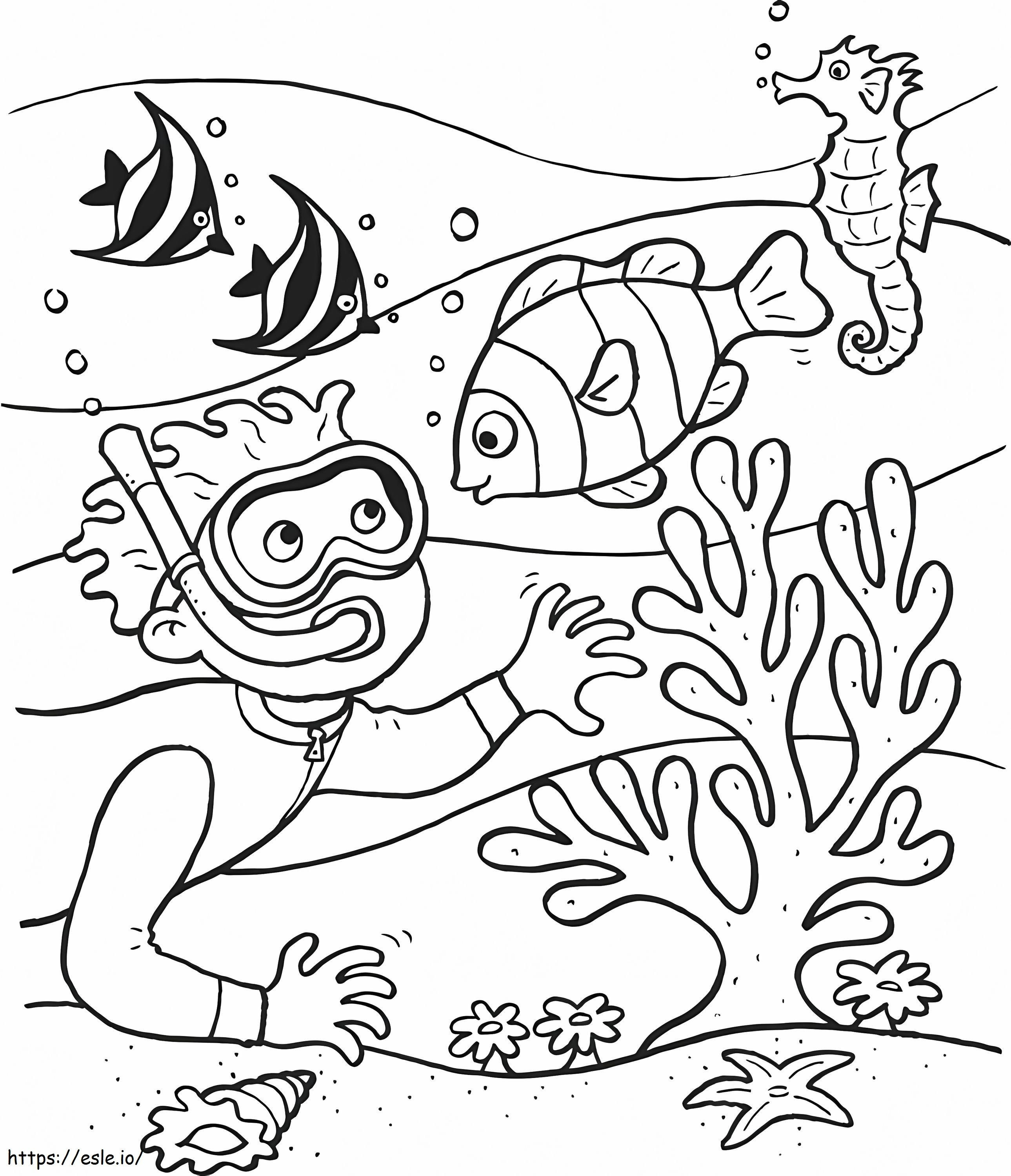 Coloriage Plongée sous-marine Océan à imprimer dessin