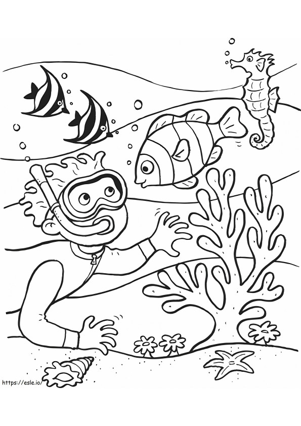 Scuba Diving Ocean coloring page