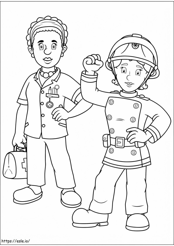 Coloriage Sam le Pompier Personnages 2 à imprimer dessin