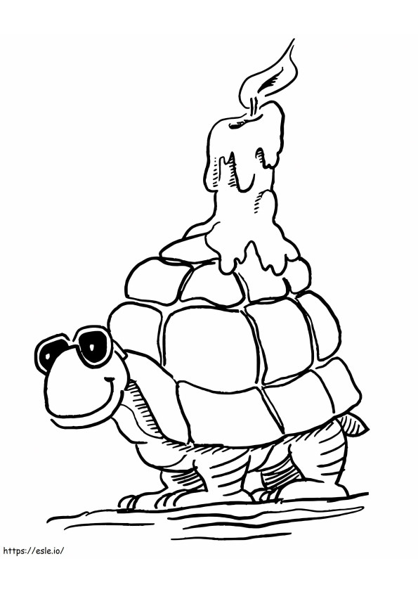 Turtle With Candle coloring page