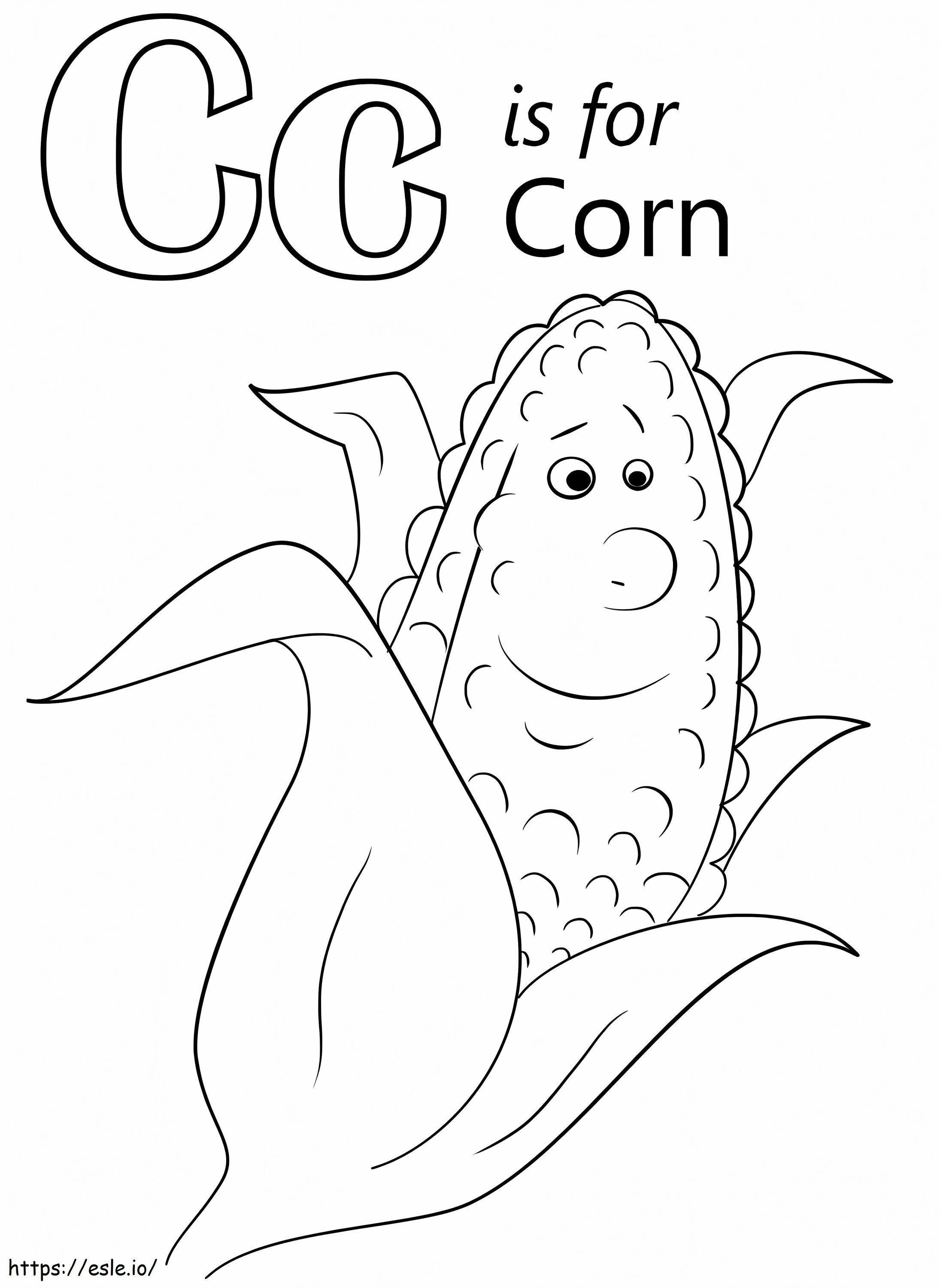 Corn Letter C coloring page