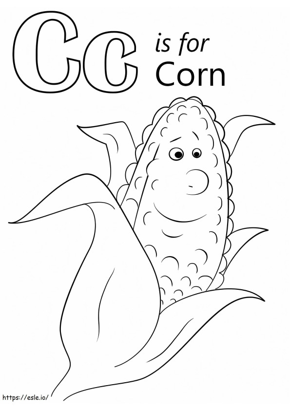 Coloriage Lettre de maïs C à imprimer dessin