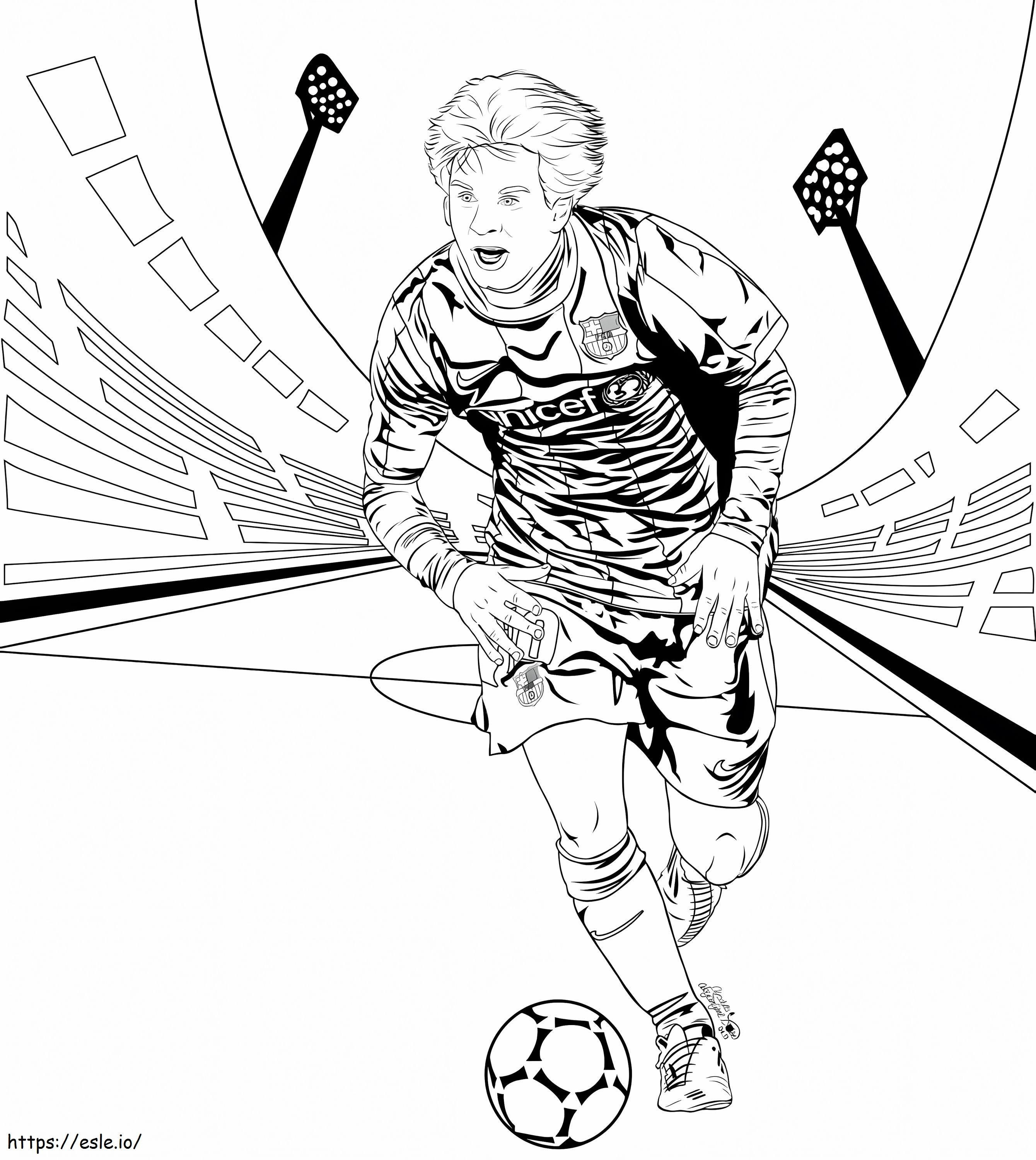 Lionel Messi jugando al fútbol para colorear