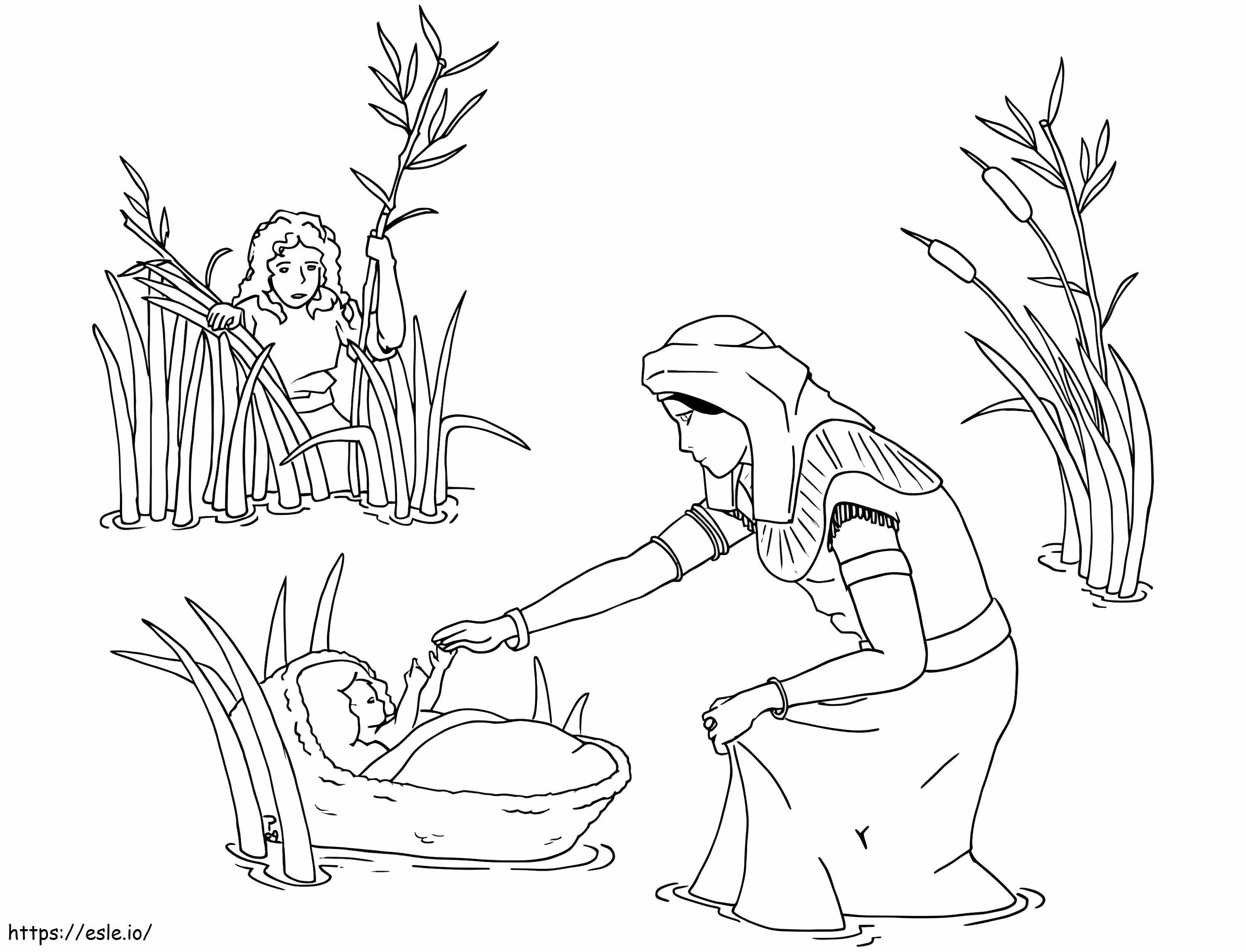 bebê Moisés para colorir