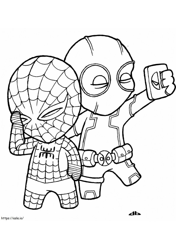  Cel mai bun Chibi Spiderman cu Deadpool gratuit 3570 Showy At Deadpool de colorat