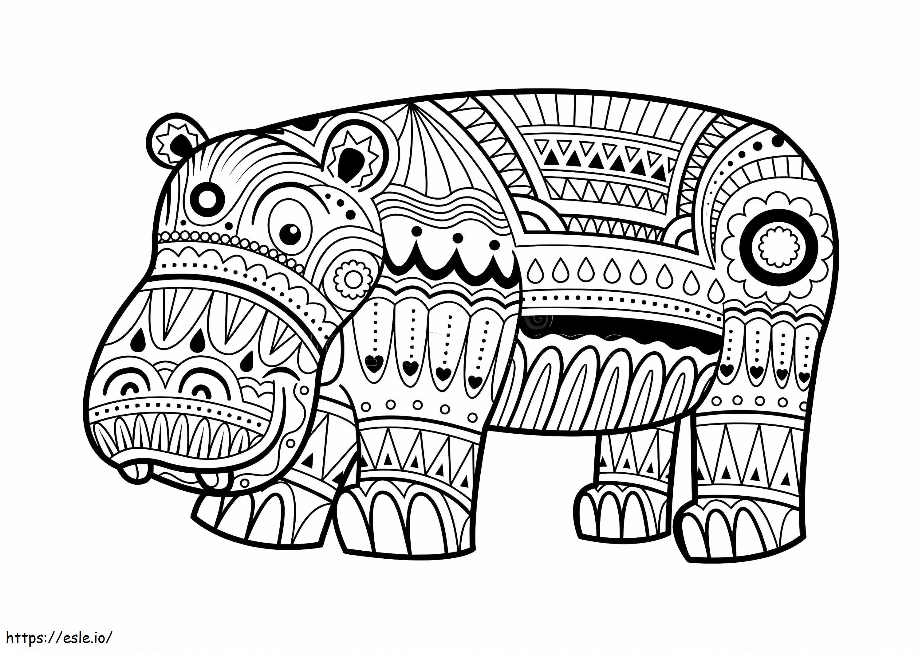 Coloriage Mandala Hippopotame à imprimer dessin