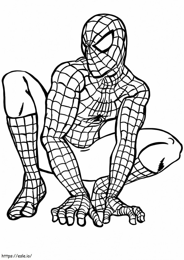 Coloriage Spiderman au sol à imprimer dessin