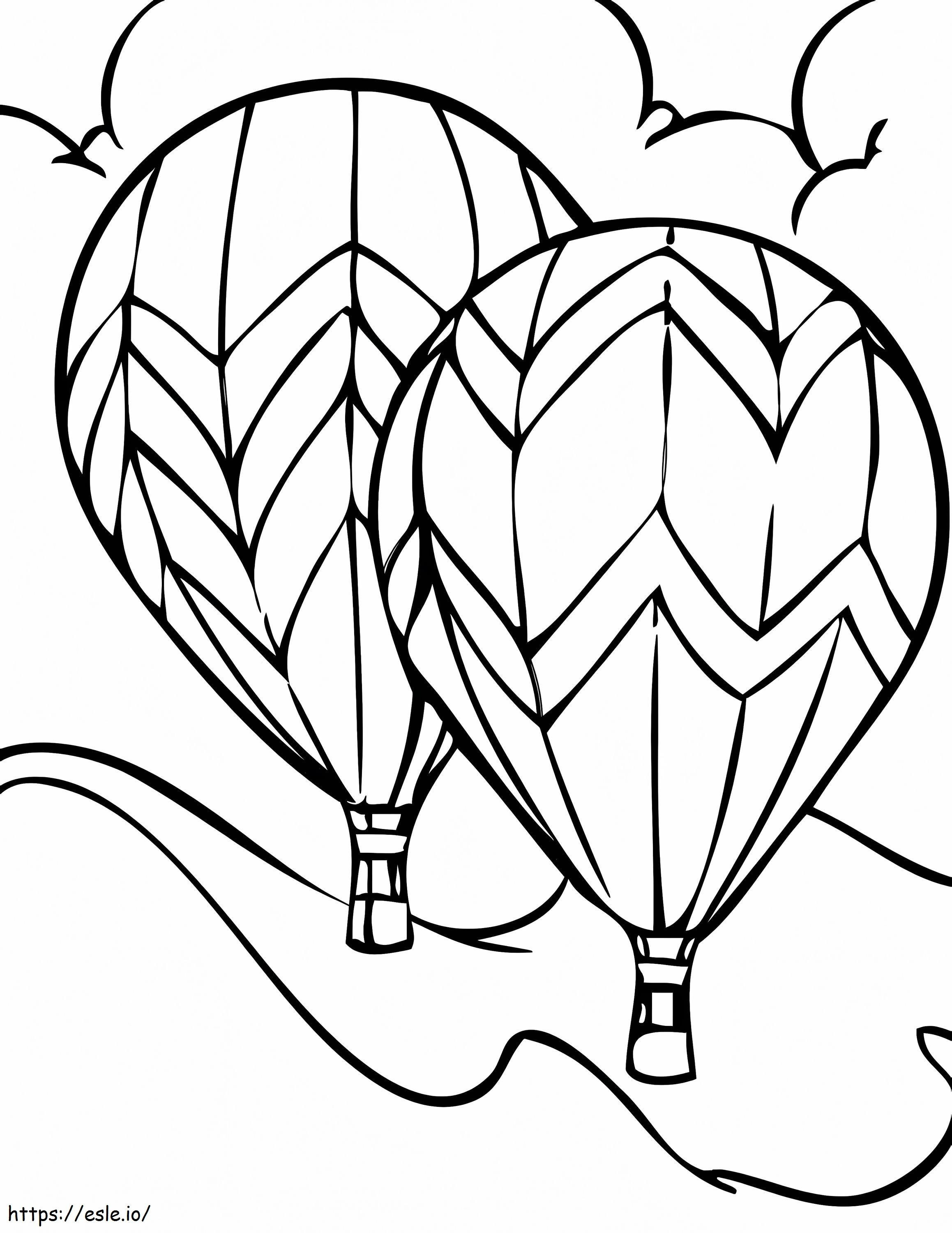 İki Sıcak Hava Balonu boyama