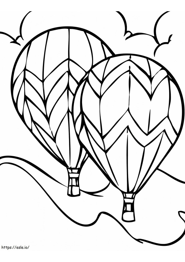 Twee heteluchtballonnen kleurplaat