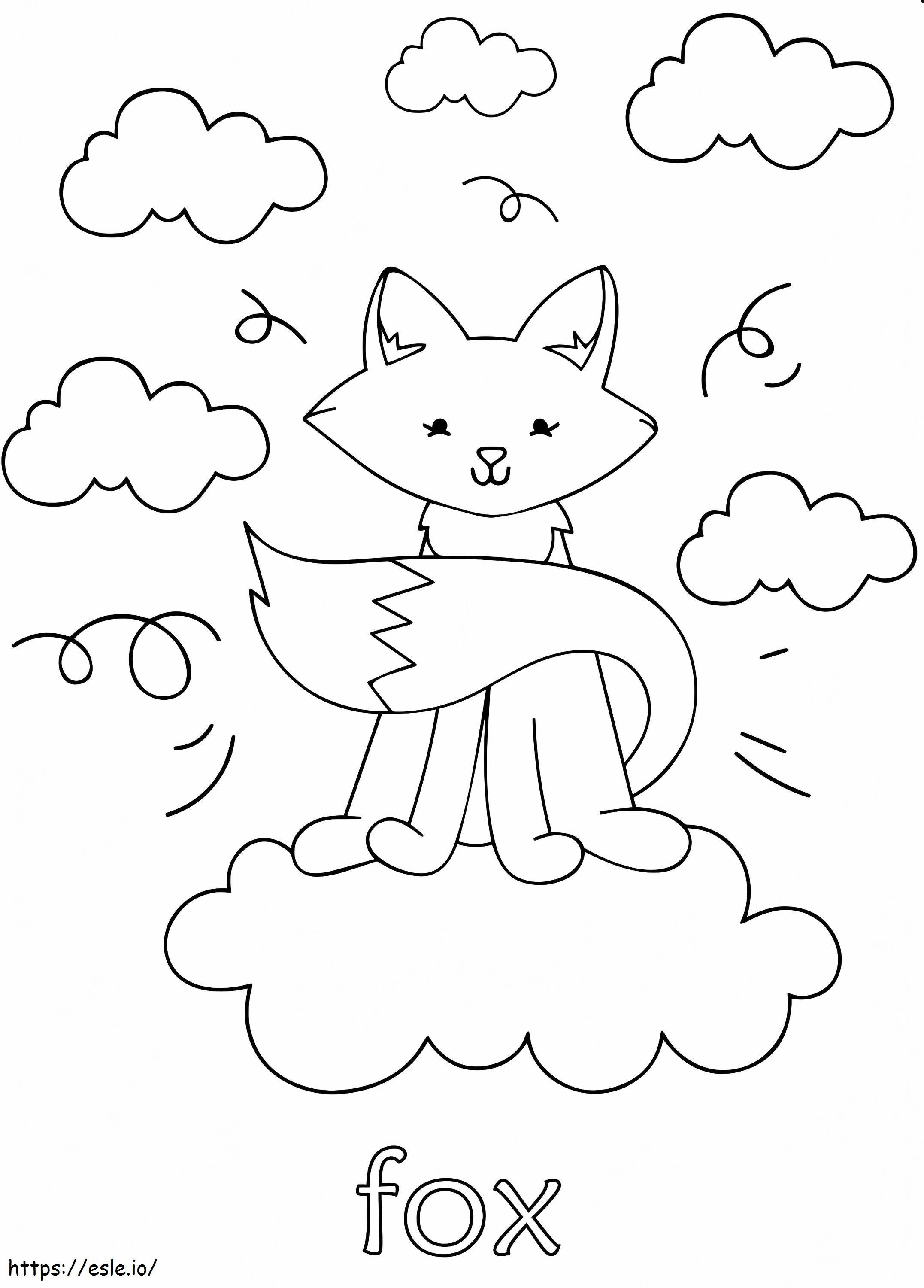 Cute Fox In Sky coloring page