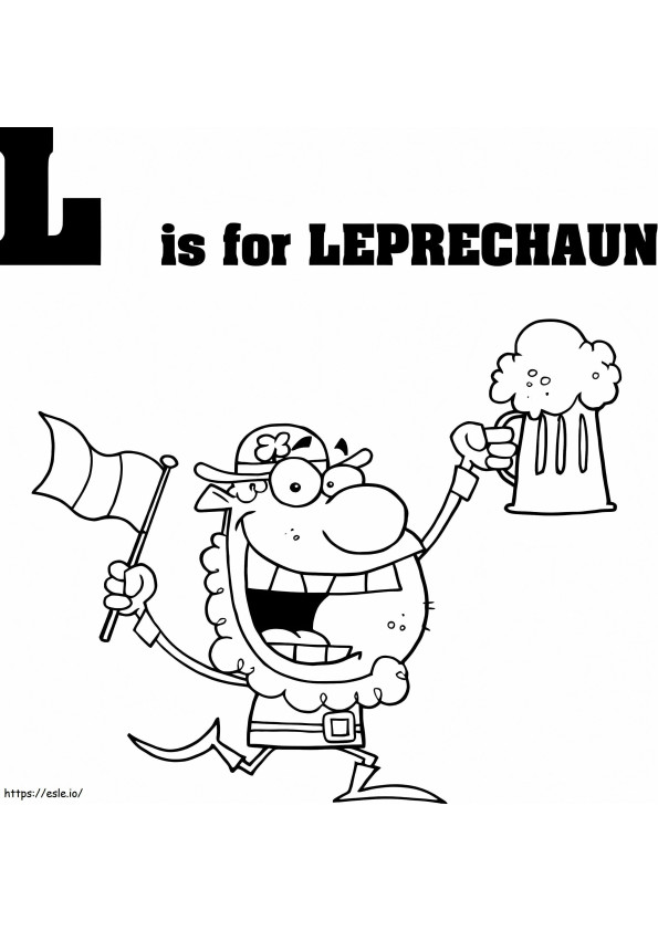 Leprechaun kirjain L värityskuva