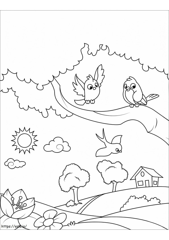 Spring Birds coloring page